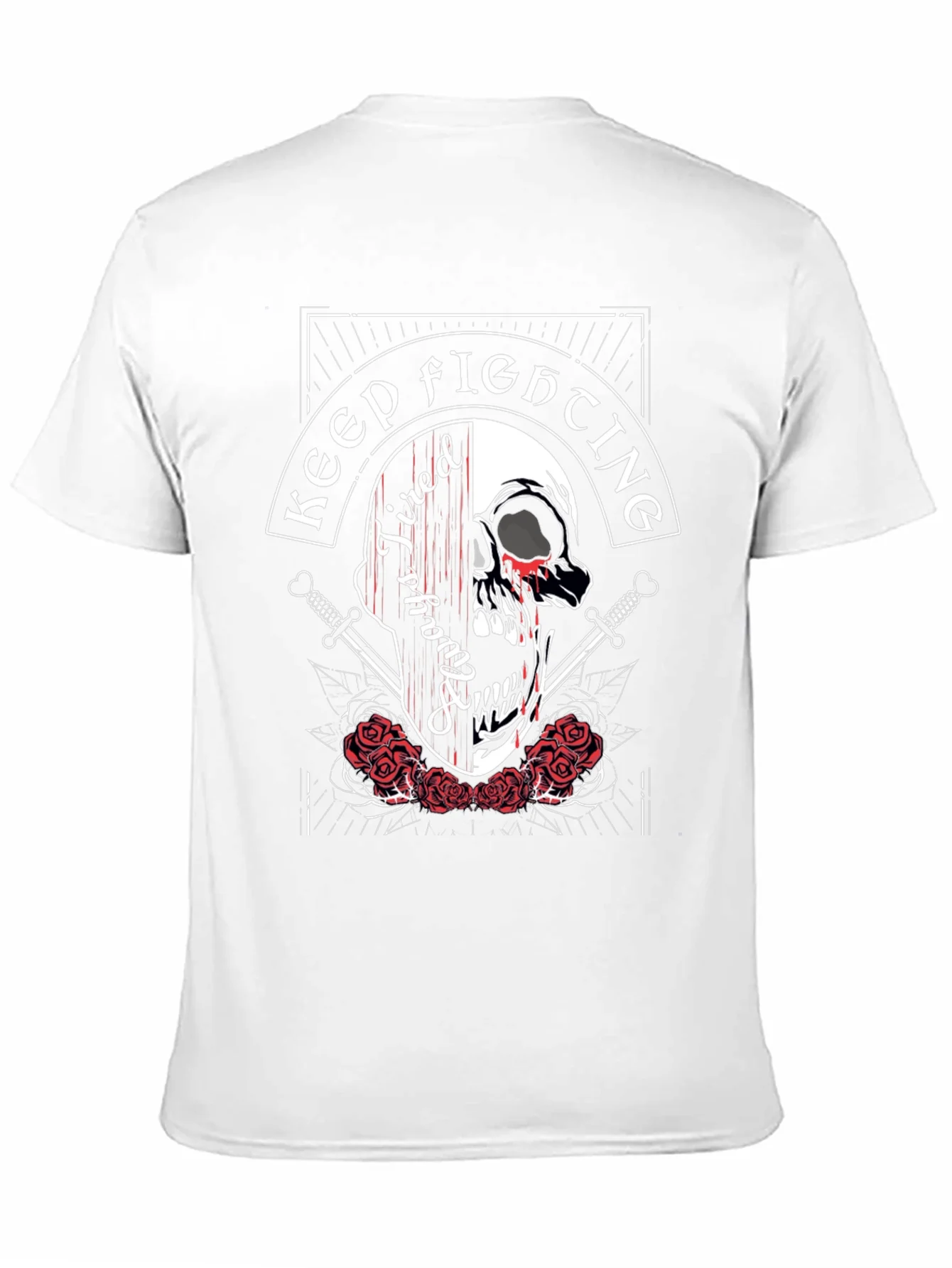 Camiseta Negra con Dise?o de Calavera Keep Fighting