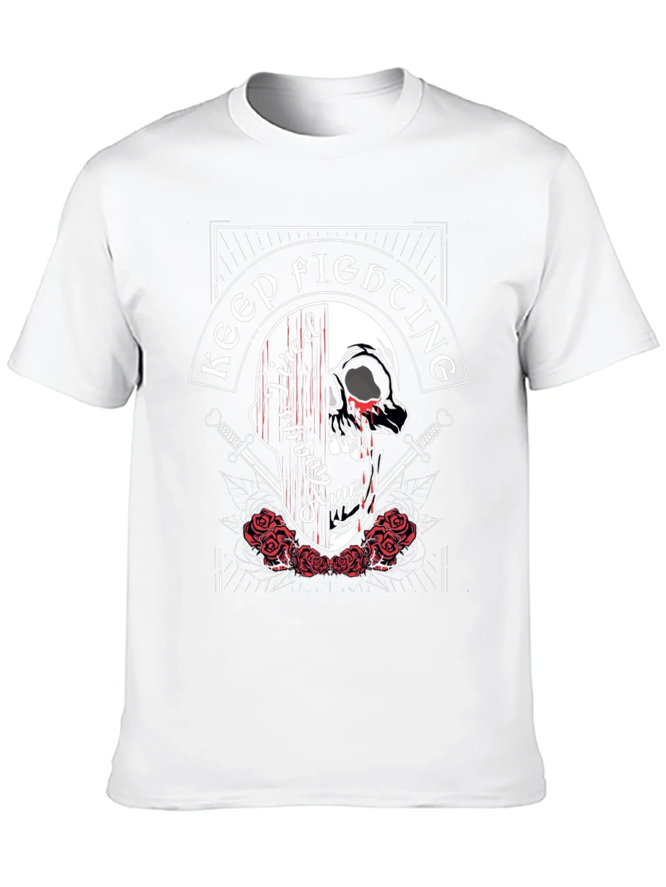 Camiseta Negra con Dise?o de Calavera Keep Fighting