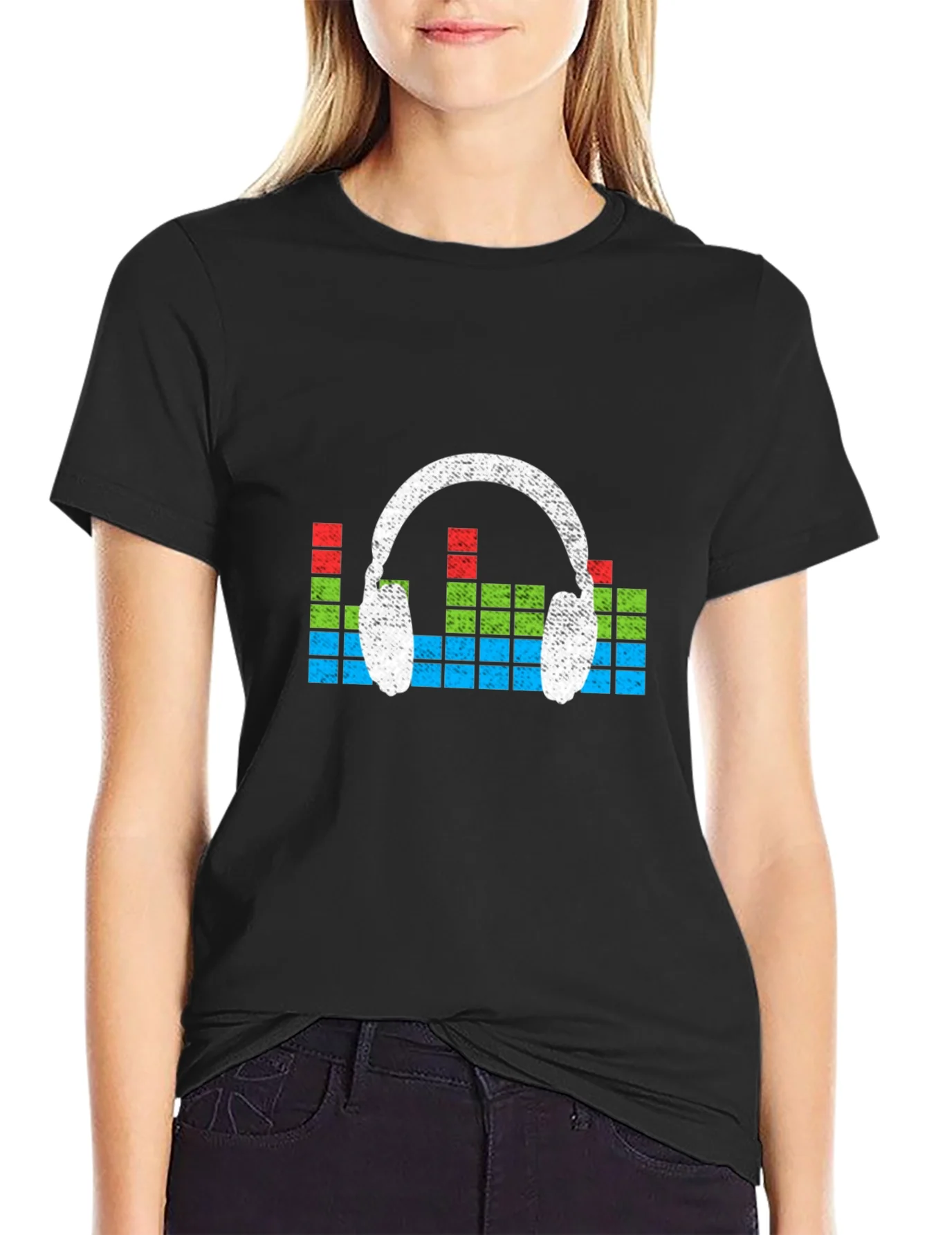 Rebbecca Retro Headphones Graphic T-Shirt - Music Lover Tee