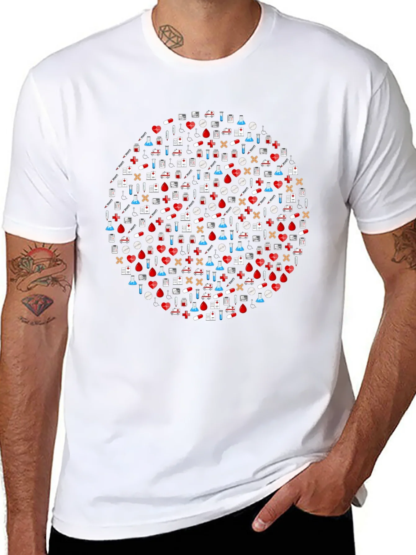 Camiseta Negra Estampado M¨¦dico