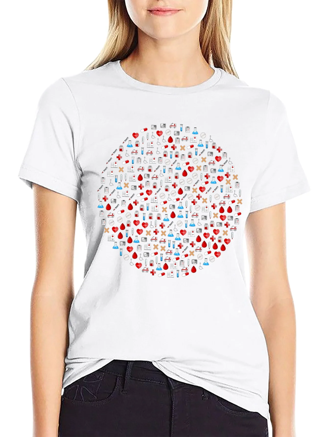 Camiseta Negra Estampado M¨¦dico
