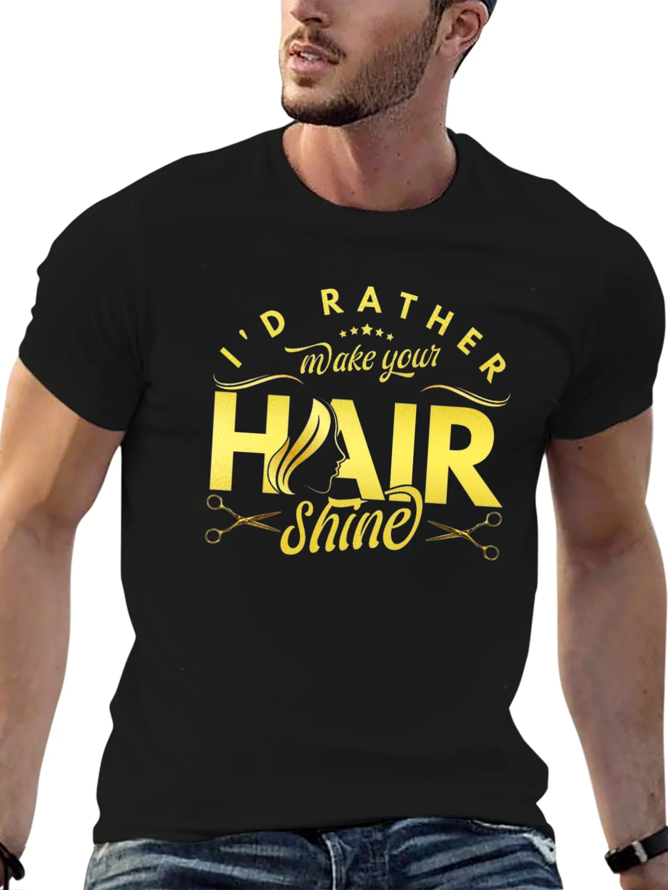 Camiseta Negra Id Rather Make Your Hair Shine