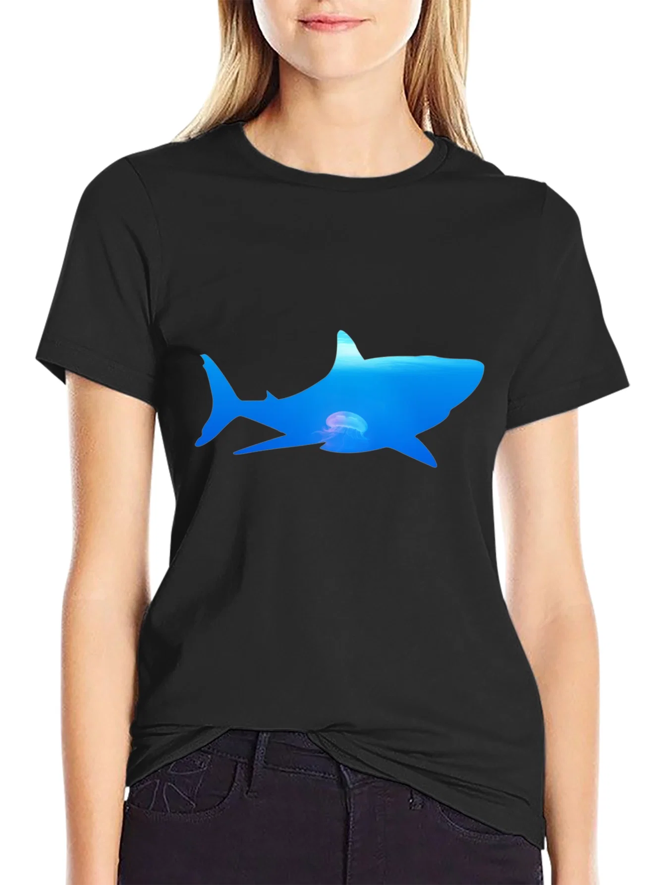 Rebbecca Ocean Shark Graphic Tee - Black