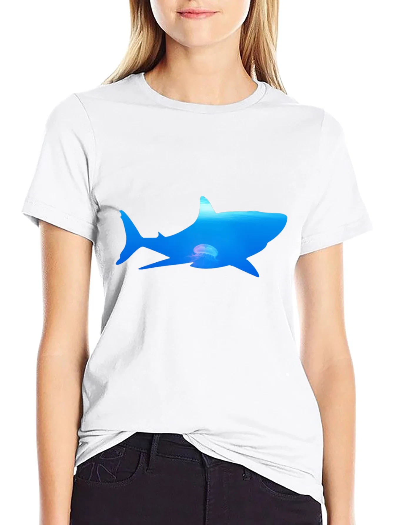 Rebbecca Ocean Shark Graphic Tee - Black