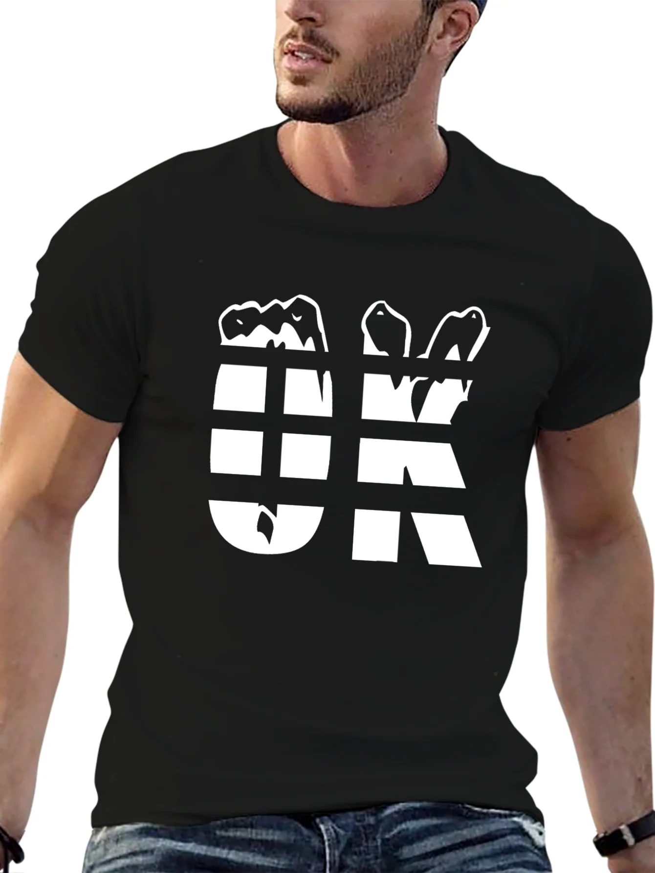 Camiseta Hombre Negra Dise?o OK Abstracto