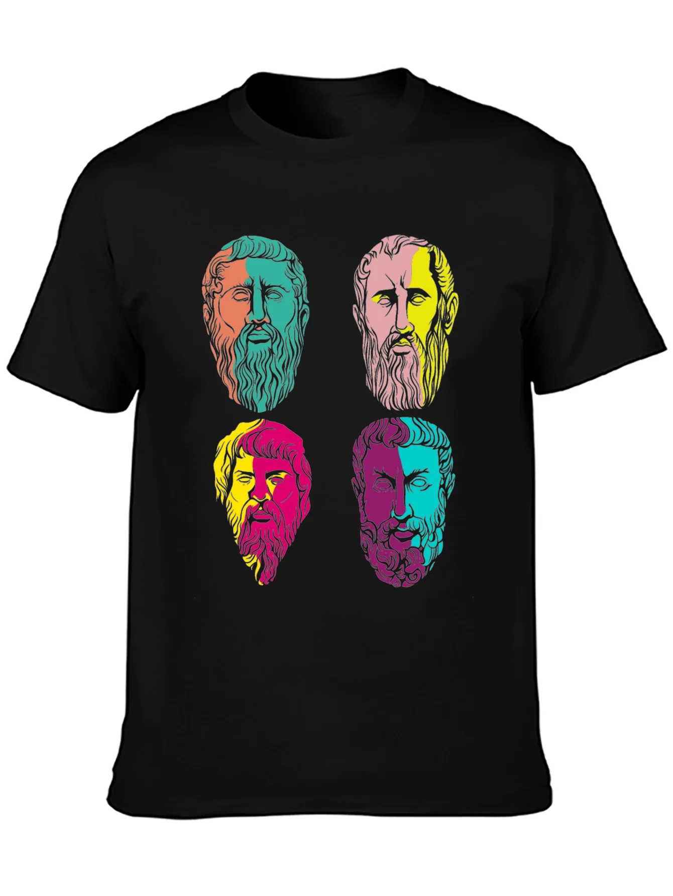 Camiseta Negra con Estampado de Fil¨®sofos Griegos