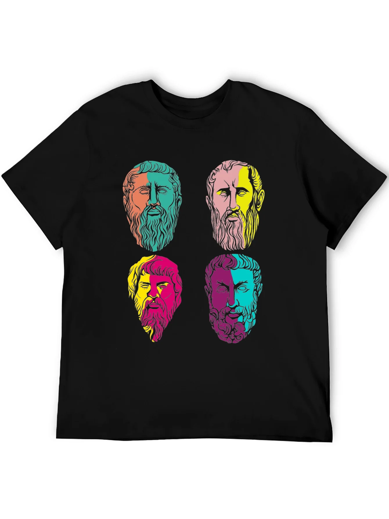 Camiseta Negra con Estampado de Fil¨®sofos Griegos