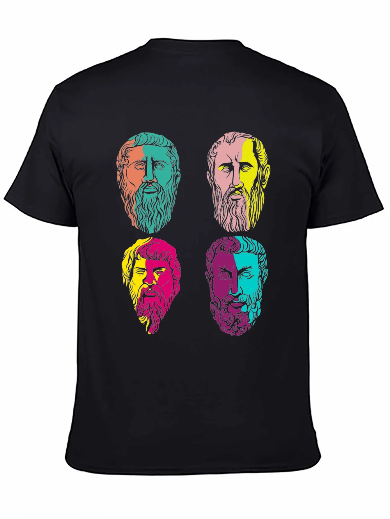 Camiseta Negra con Estampado de Fil¨®sofos Griegos