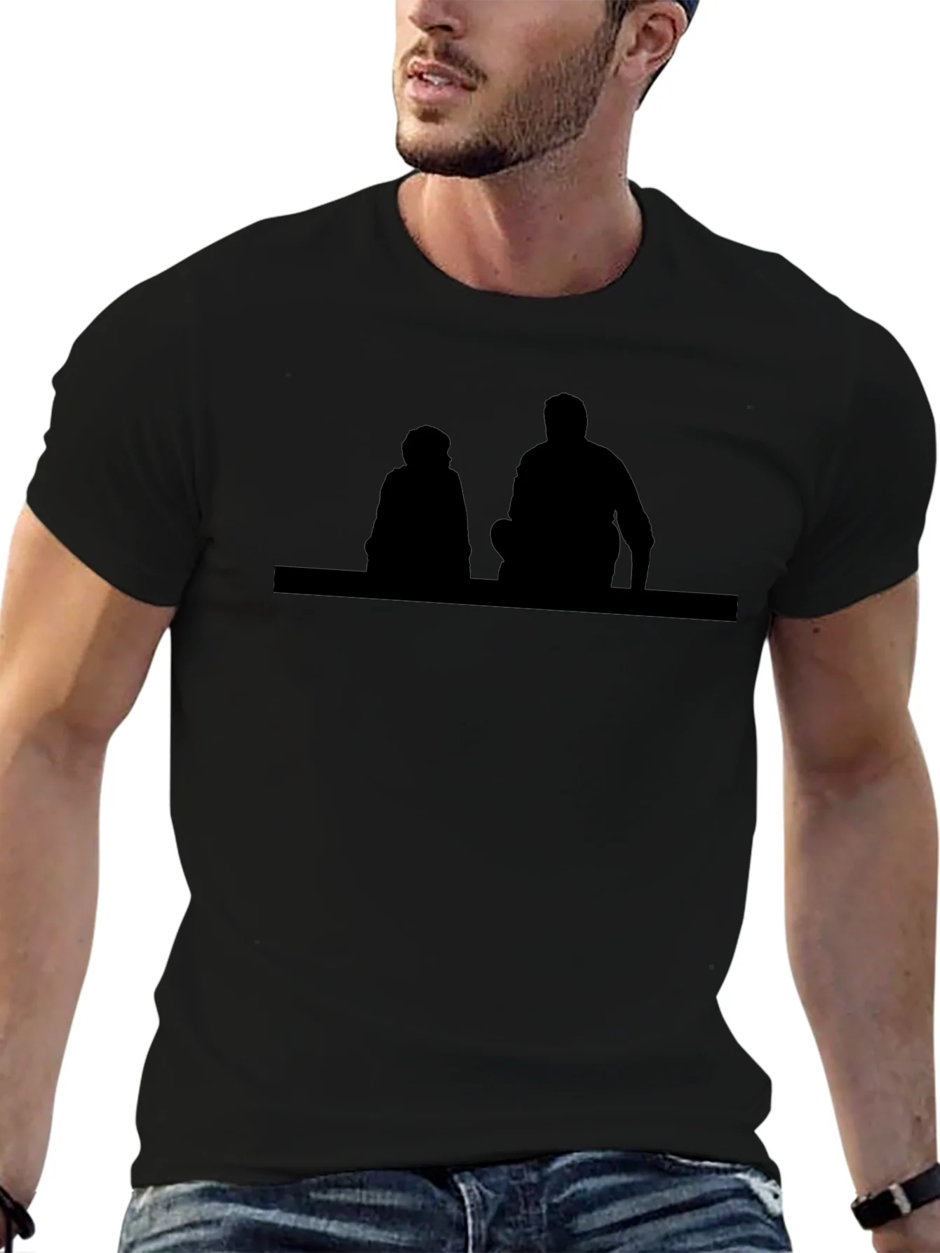 Camiseta Negra Silueta Amistad | Dise?o ¨²nico