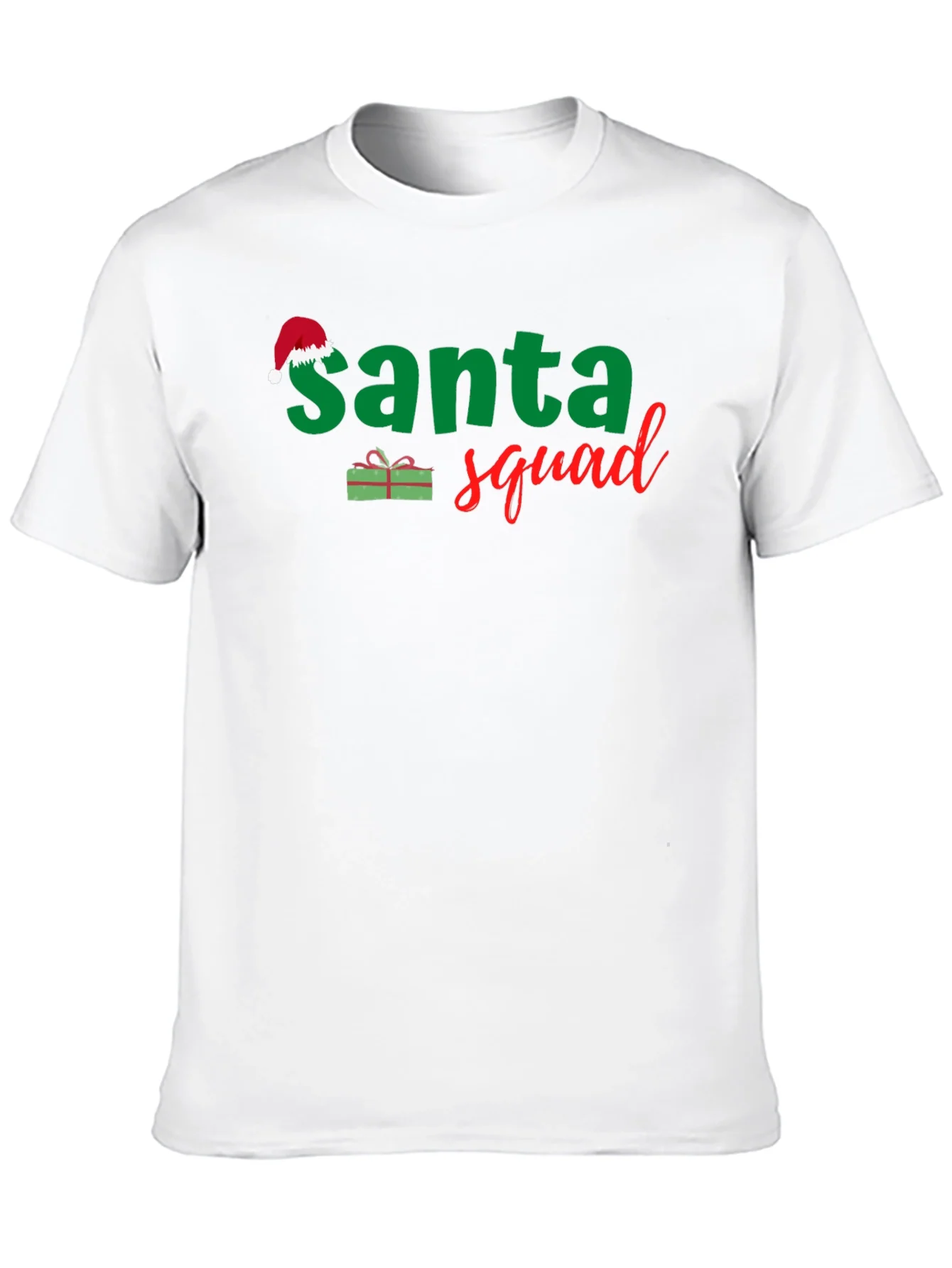 Camiseta Negra Santa Squad Navide?a para Hombre