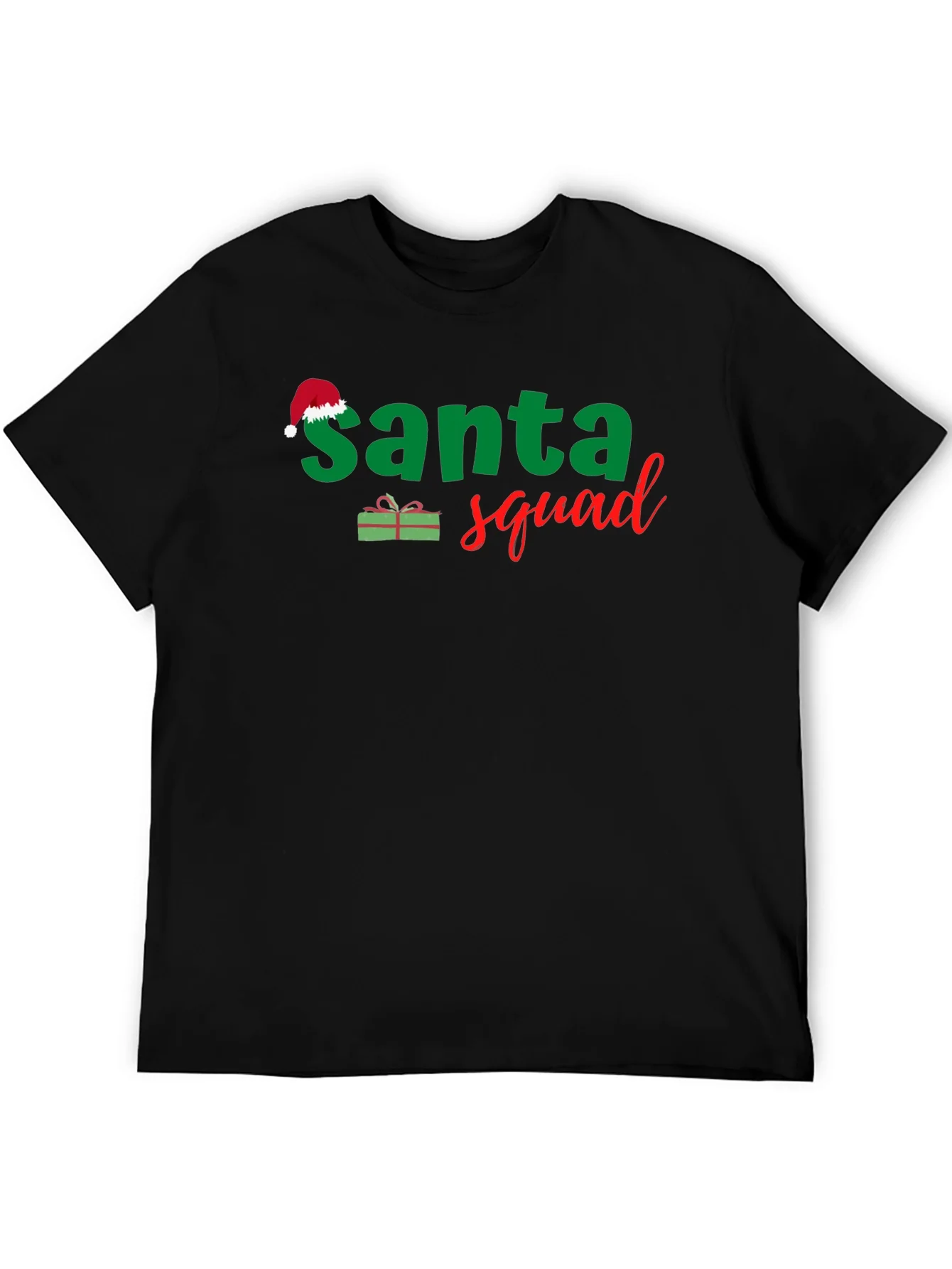 Camiseta Negra Santa Squad Navide?a para Hombre