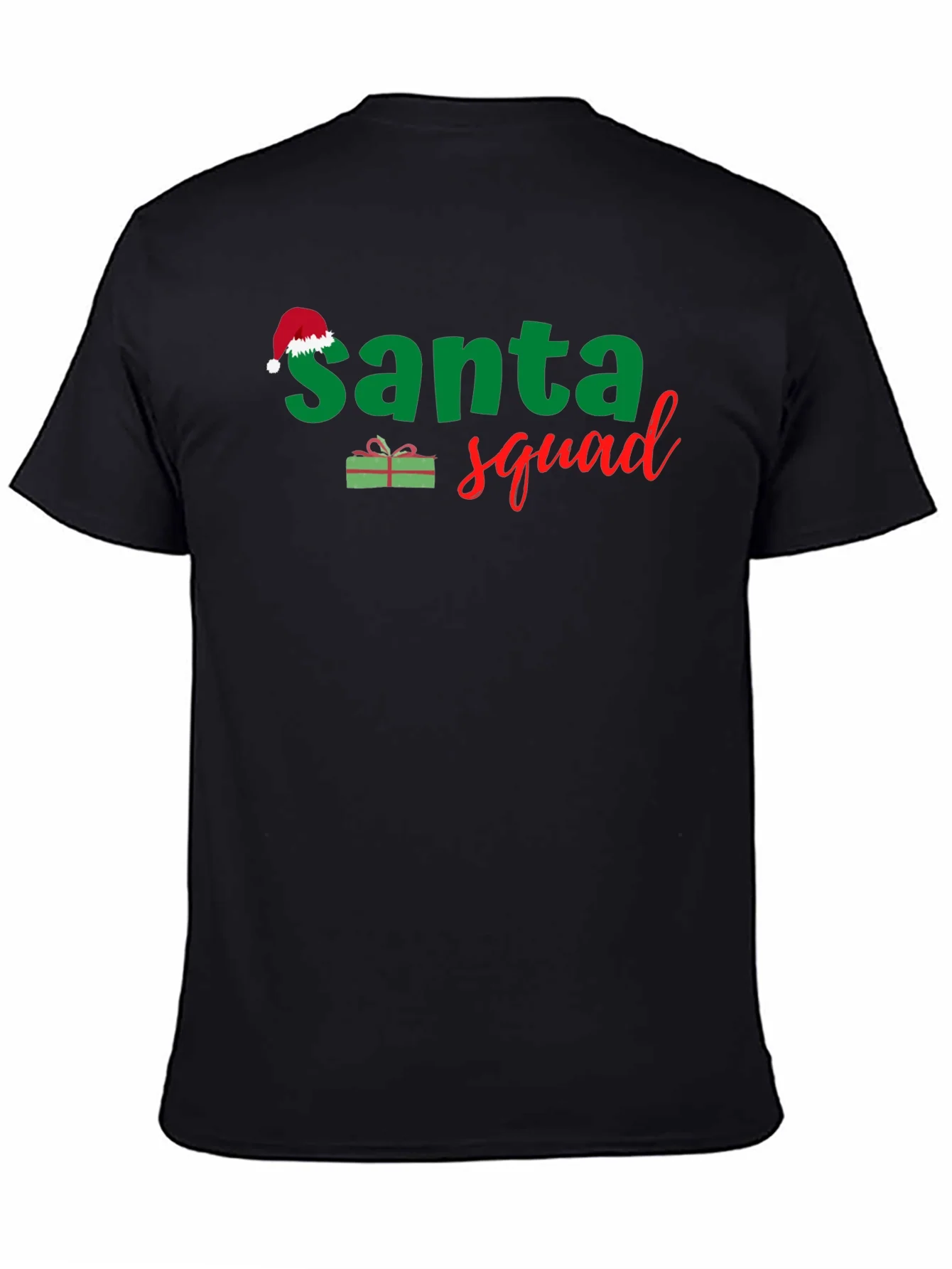 Camiseta Negra Santa Squad Navide?a para Hombre