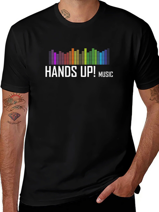 Rebbecca Hands Up! Music T-Shirt - Vibrant Equalizer Design
