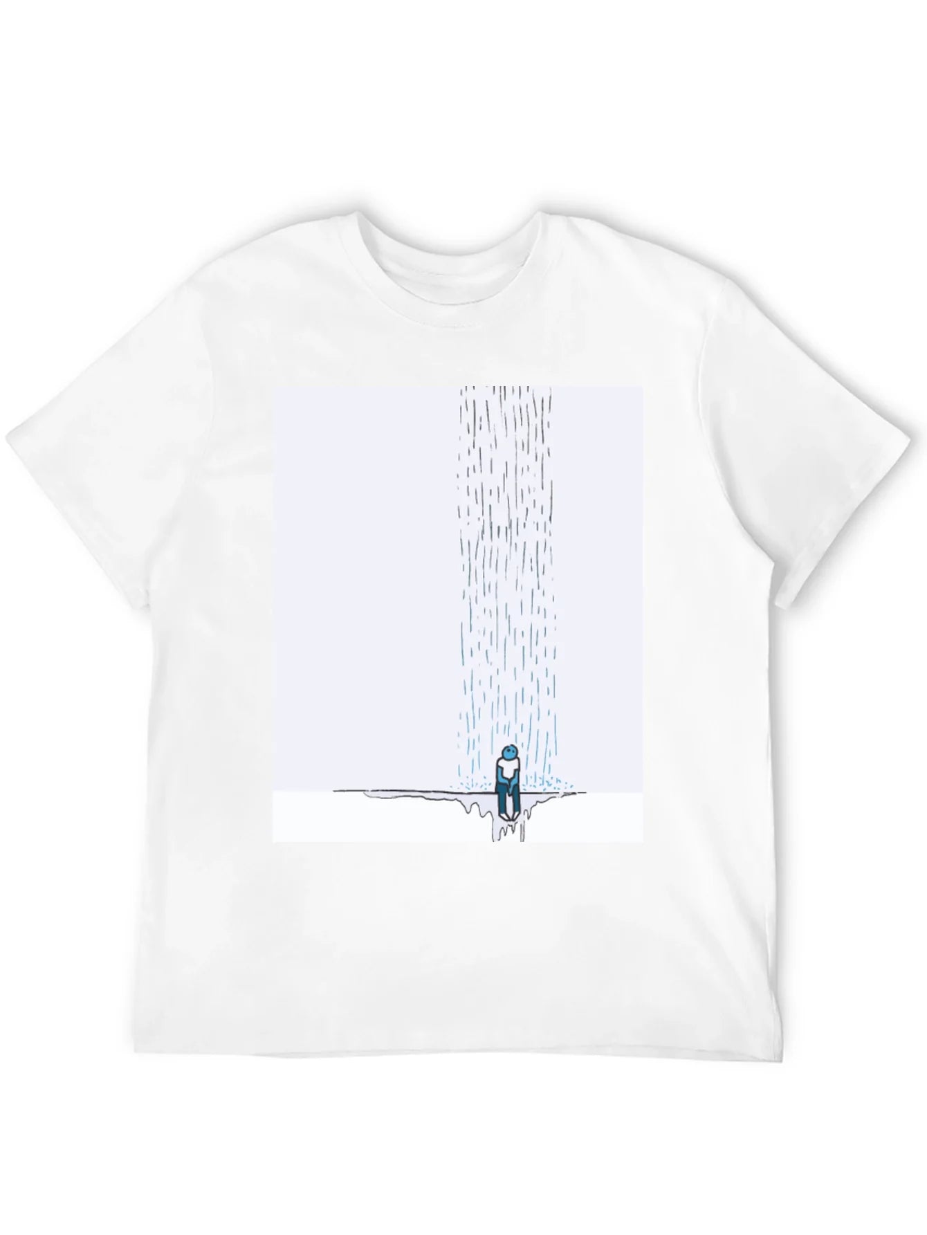 Camiseta Negra con Dise?o Lluvia Triste