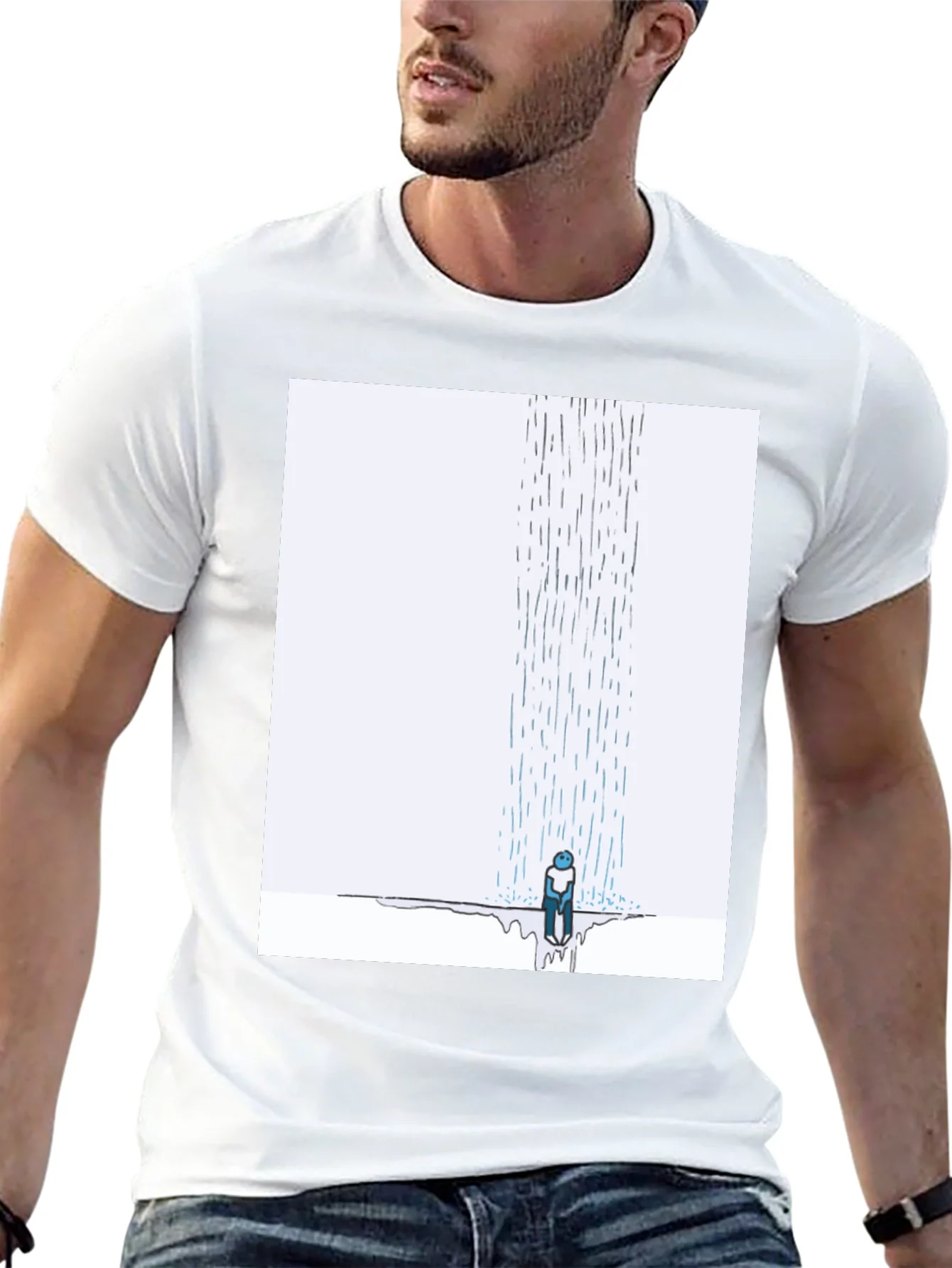 Camiseta Negra con Dise?o Lluvia Triste