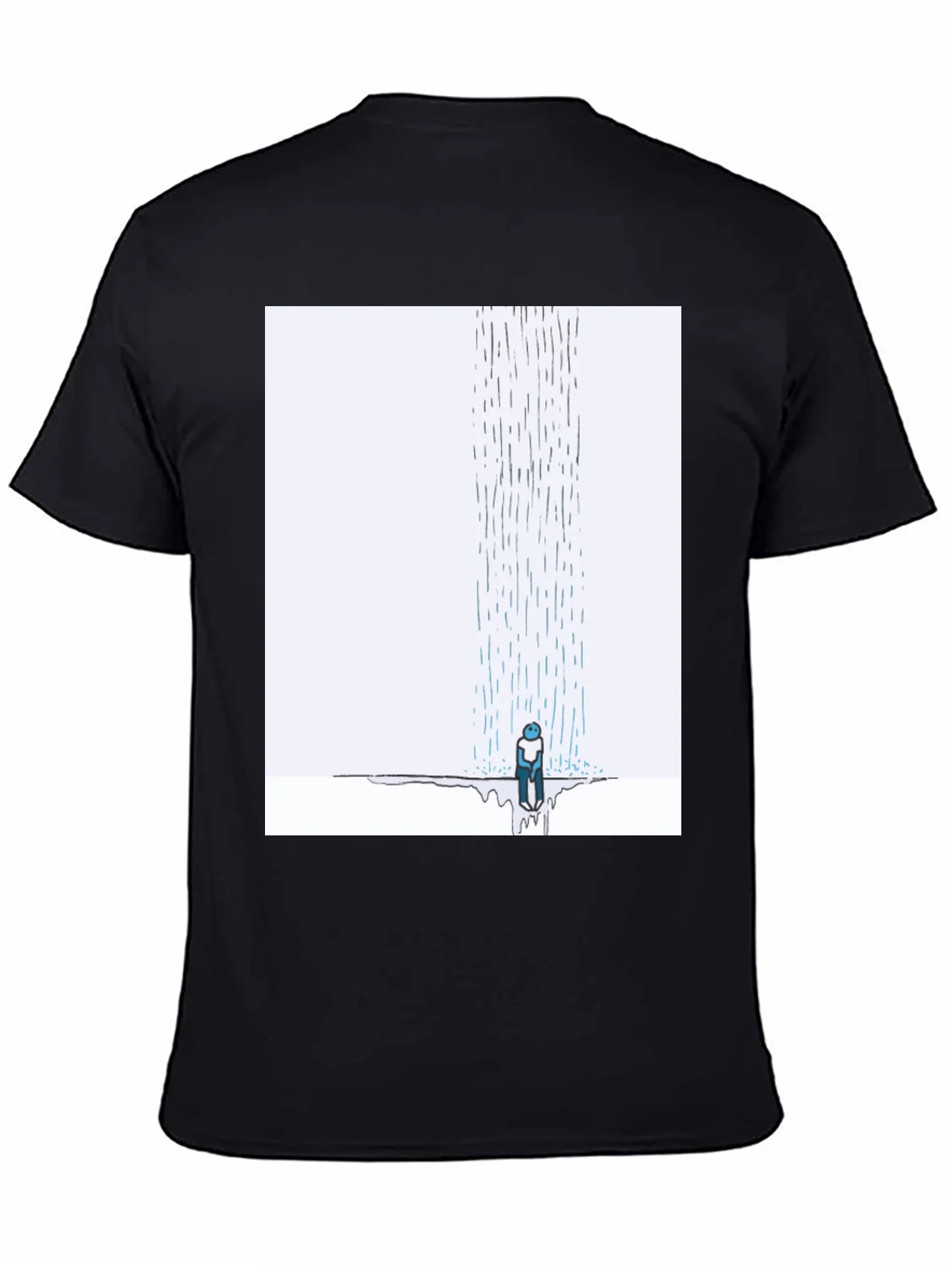 Camiseta Negra con Dise?o Lluvia Triste