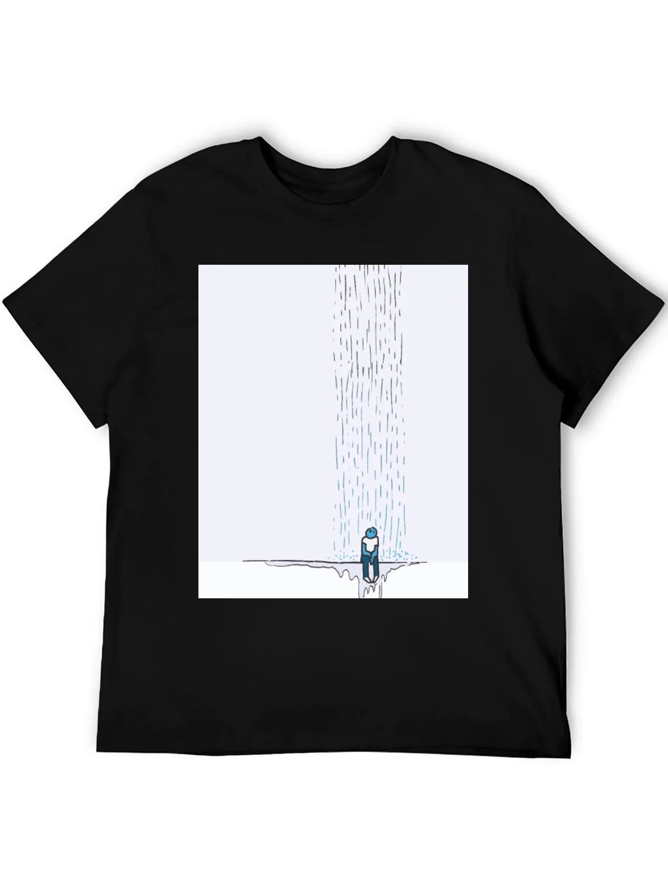 Camiseta Negra con Dise?o Lluvia Triste