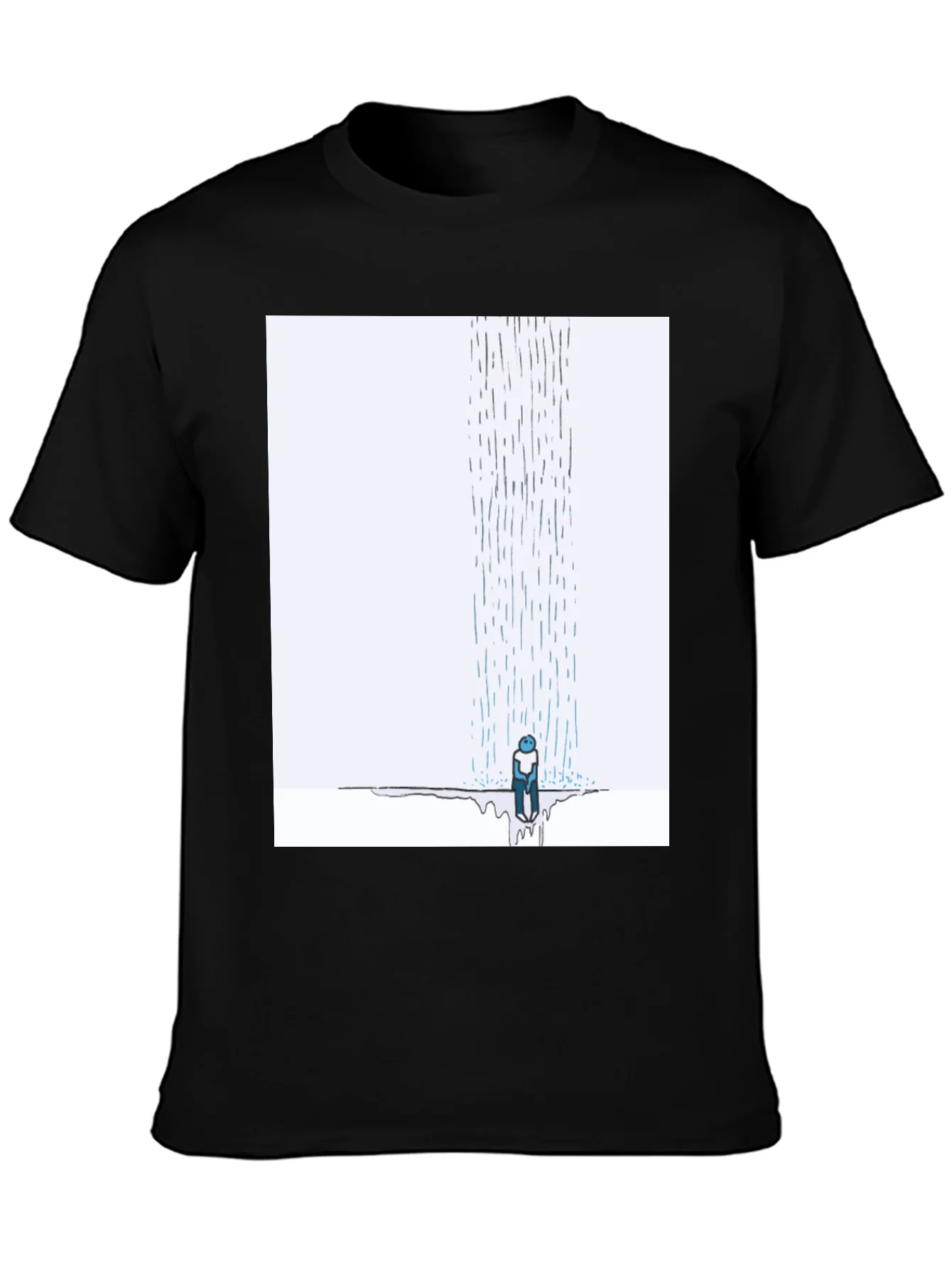 Camiseta Negra con Dise?o Lluvia Triste