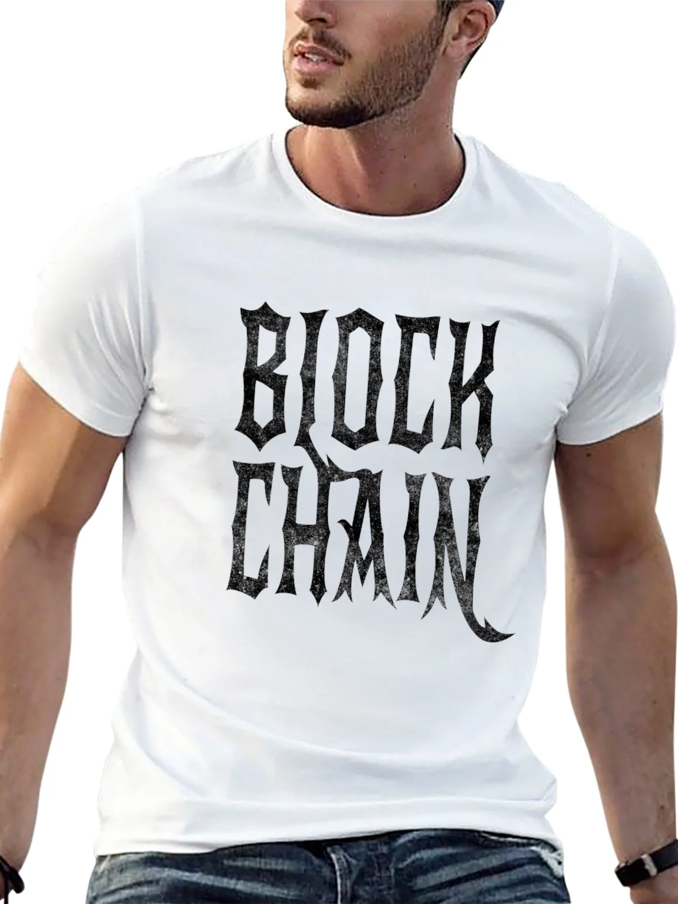 Camiseta Negra Blockchain Estilo G¨®tico