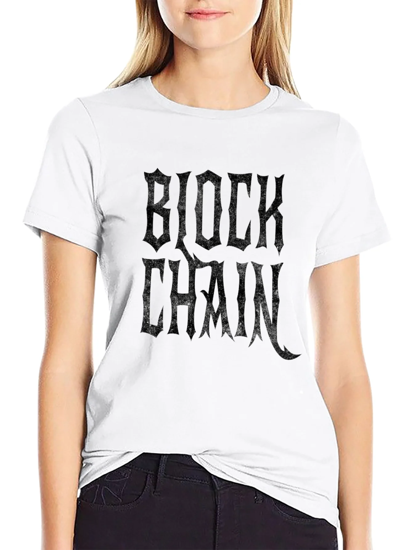Camiseta Negra Blockchain Estilo G¨®tico