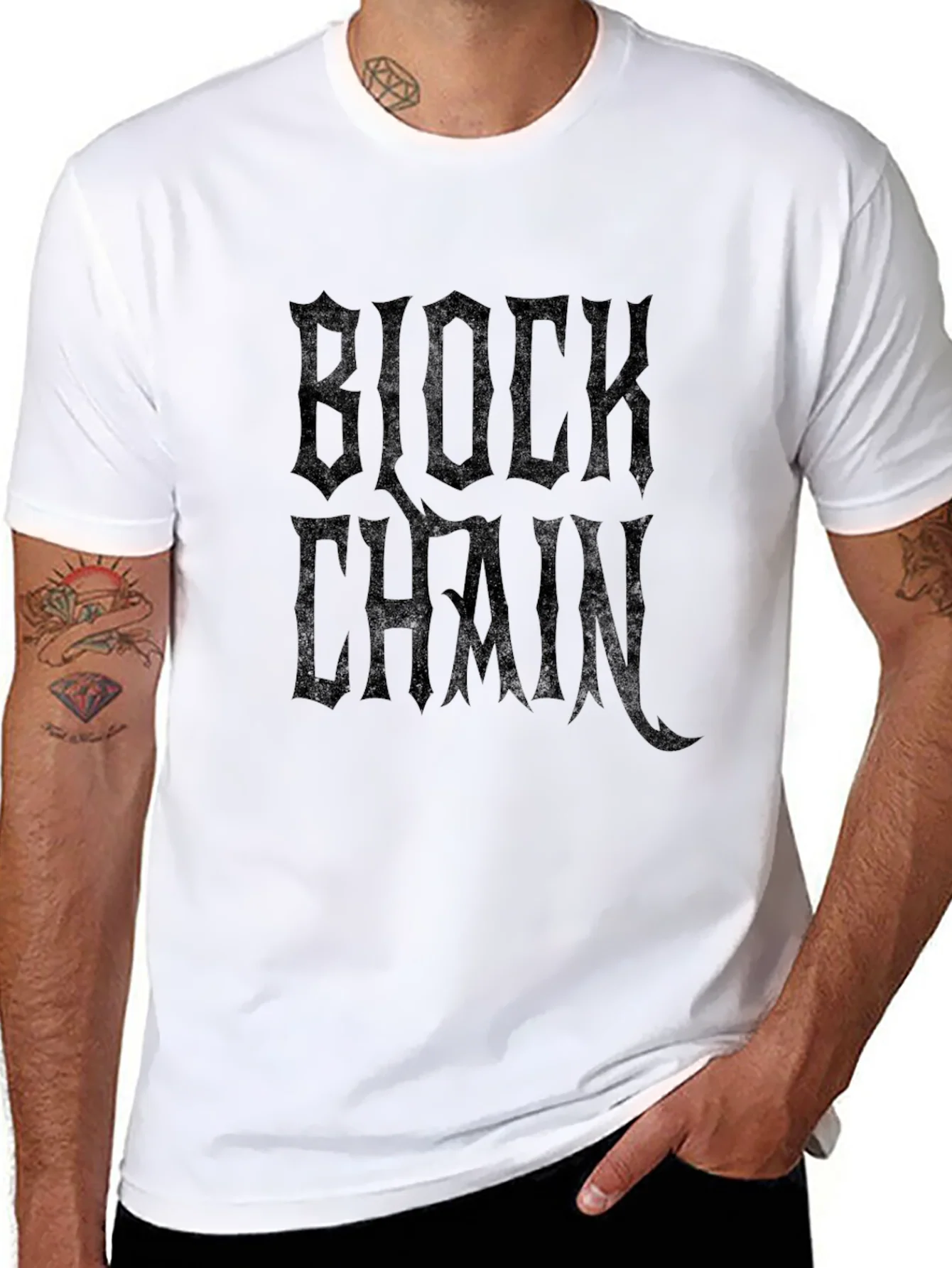 Camiseta Negra Blockchain Estilo G¨®tico