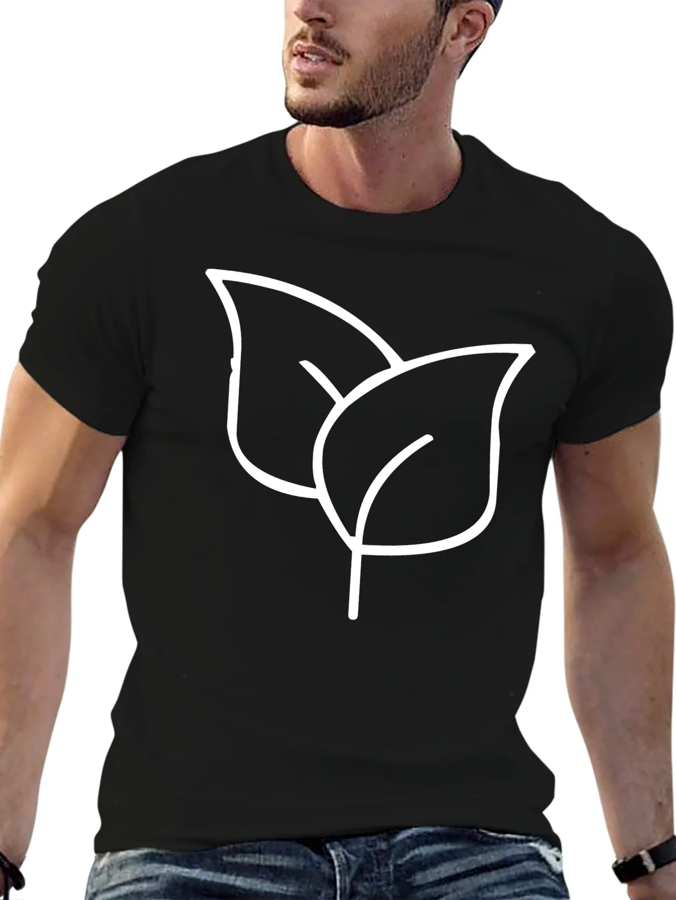 Rebbecca Eco-Friendly Leaf Graphic Black T-Shirt