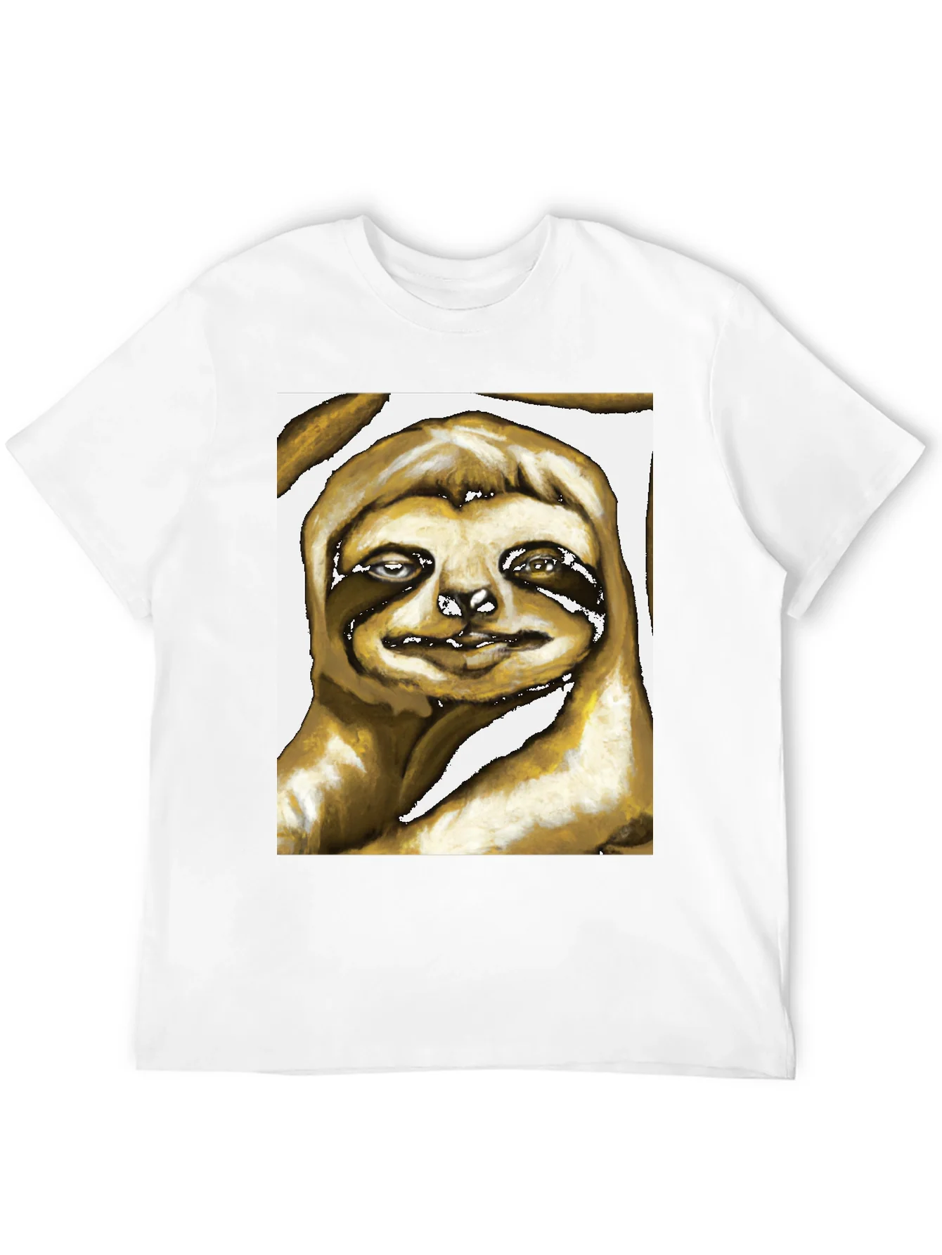 Camiseta Negra con Estampado de Perezoso Art¨ªstico