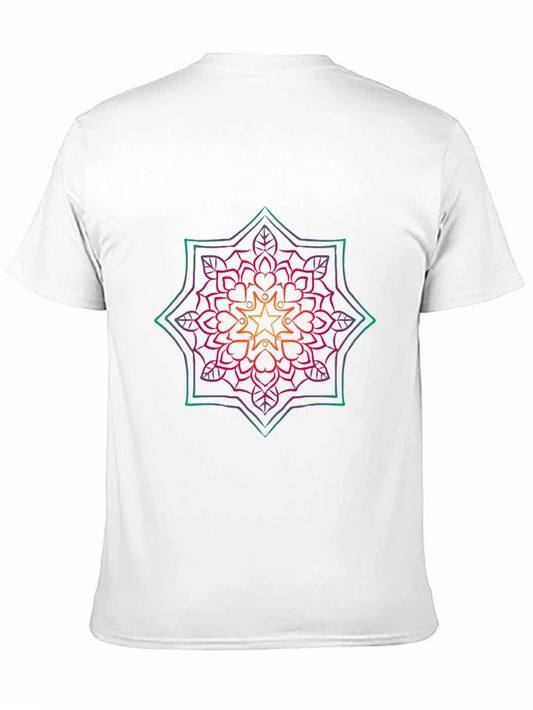 Camiseta Negra con Mandala Estelar Multicolor