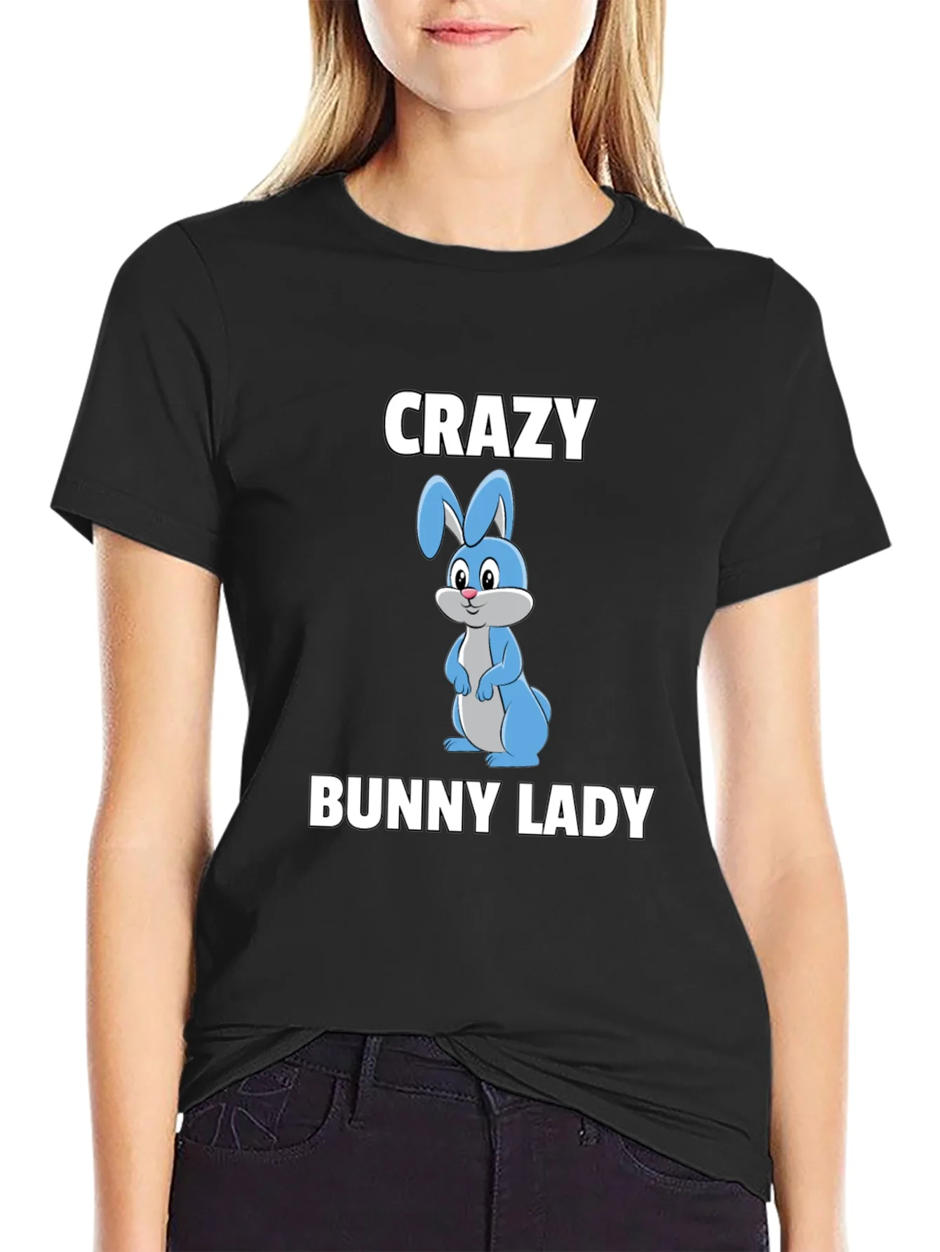 Camiseta Negra Crazy Bunny Lady