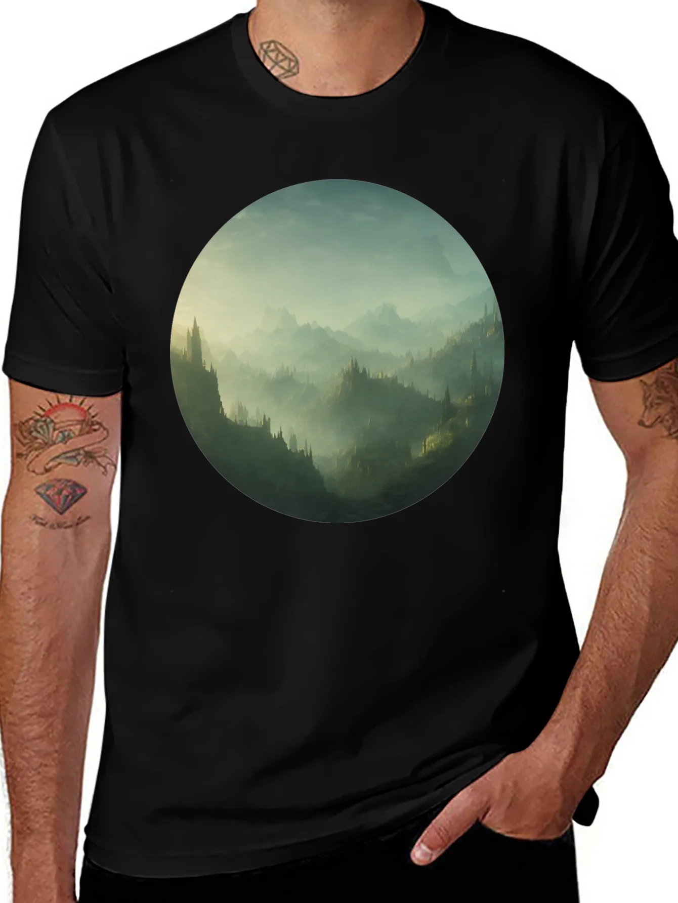 Rebbecca Mystic Mountain Vista Black T-Shirt