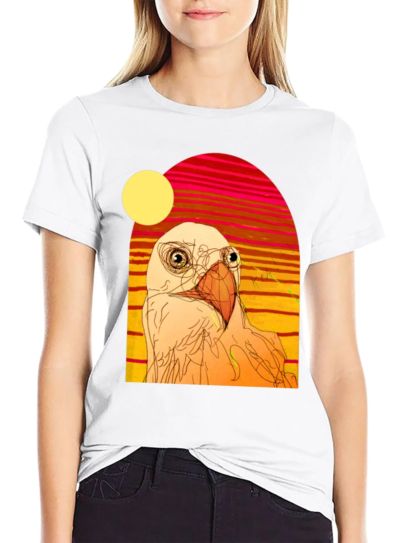 Rebbecca Abstract Bird Graphic T-Shirt