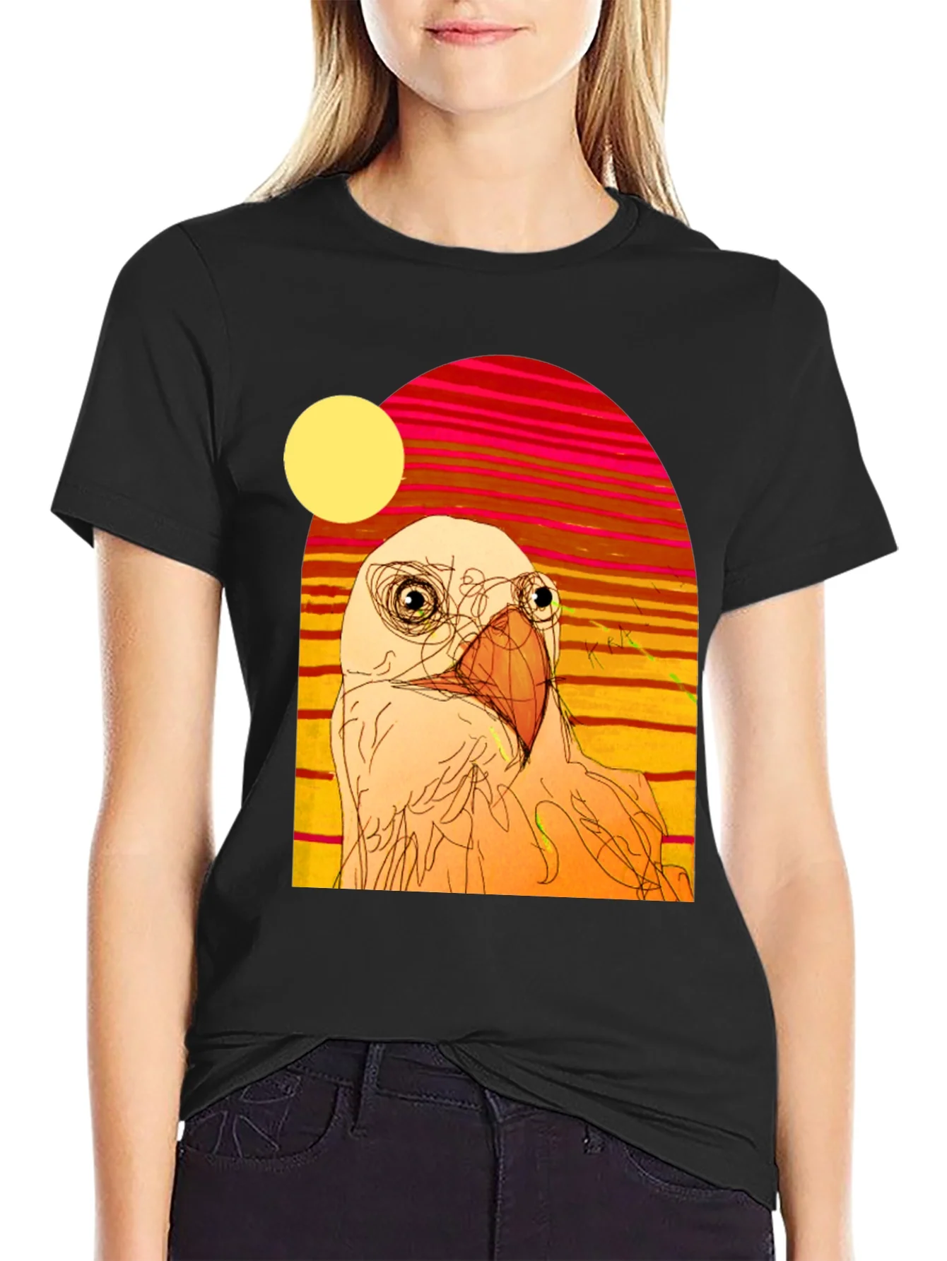 Rebbecca Abstract Bird Graphic T-Shirt
